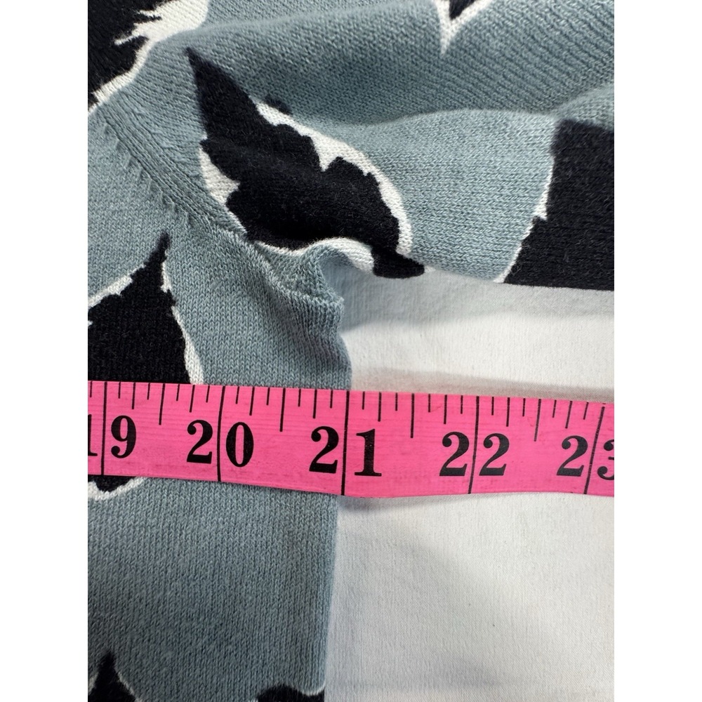 LOFT Women's XL Cotton Knit Cardigan Sweater Crew Neck Long Sleeve Leaf Print - Picture 8 of 10